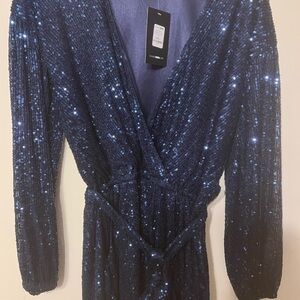 Fashion Nova Navy Sequin Romper